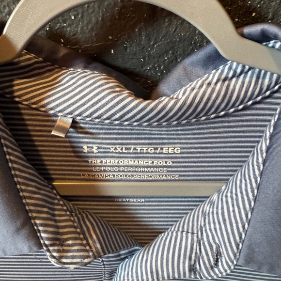 Under Armour Men's Polo Shirt - Blue Grey Stripes - Picture 2 of 3